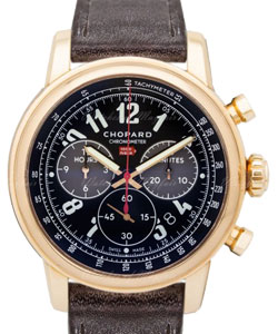 Mille Miglia 46mm in Rose Gold on Brown Calfskin Leather Strap with Grey Arabic Dial