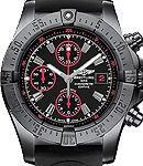 Avenger Chronograph in Black PVD Steel On Black Rubber Strap with Black Dial - Red Markers