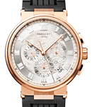 Marine Chronograph 42.3mm in Rose Gold on Black Rubber Strap with Silver Roman Dial