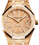 Royal Oak Frosted 37mm in Rose Gold on Rose Gold Bracelet with Gold Grande Tapisserie Pattern Dial