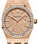Royal Oak 33mm in Rose Gold with Diamond Bezel on Rose Gold Bracelet with Gold Grande Tapisserie Pattern Dial