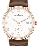 Villeret Ultra-Slim Day-Date 40mm Automatic in Rose Gold On Brown Crocodile Leather Strap with White Roman Dial