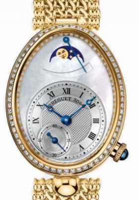 Queen Reine de Naples in Yellow Gold with Diamond Bezel on Yellow Gold Bracelet with White MOP Dial