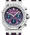 Royal Oak Offshore Chronograph 37mm in Steel with Diamond Bezel on Purple Rubber Strap with Purple Dial