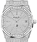 Royal Oak Offshore 39mm in White Gold with Diamonds Bezel On White Gold Diamond Bracelet with Pave Diamond Dial