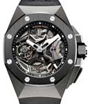 Royal Oak Concept GMT Tourbillon in Titanium with Ceramic Bezel on Black Rubber Strap with Black Skeleton Dial