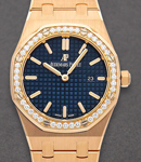 Royal Oak in Rose Gold with Diamond Bezel on Rose Gold Bracelet with Blue Dial