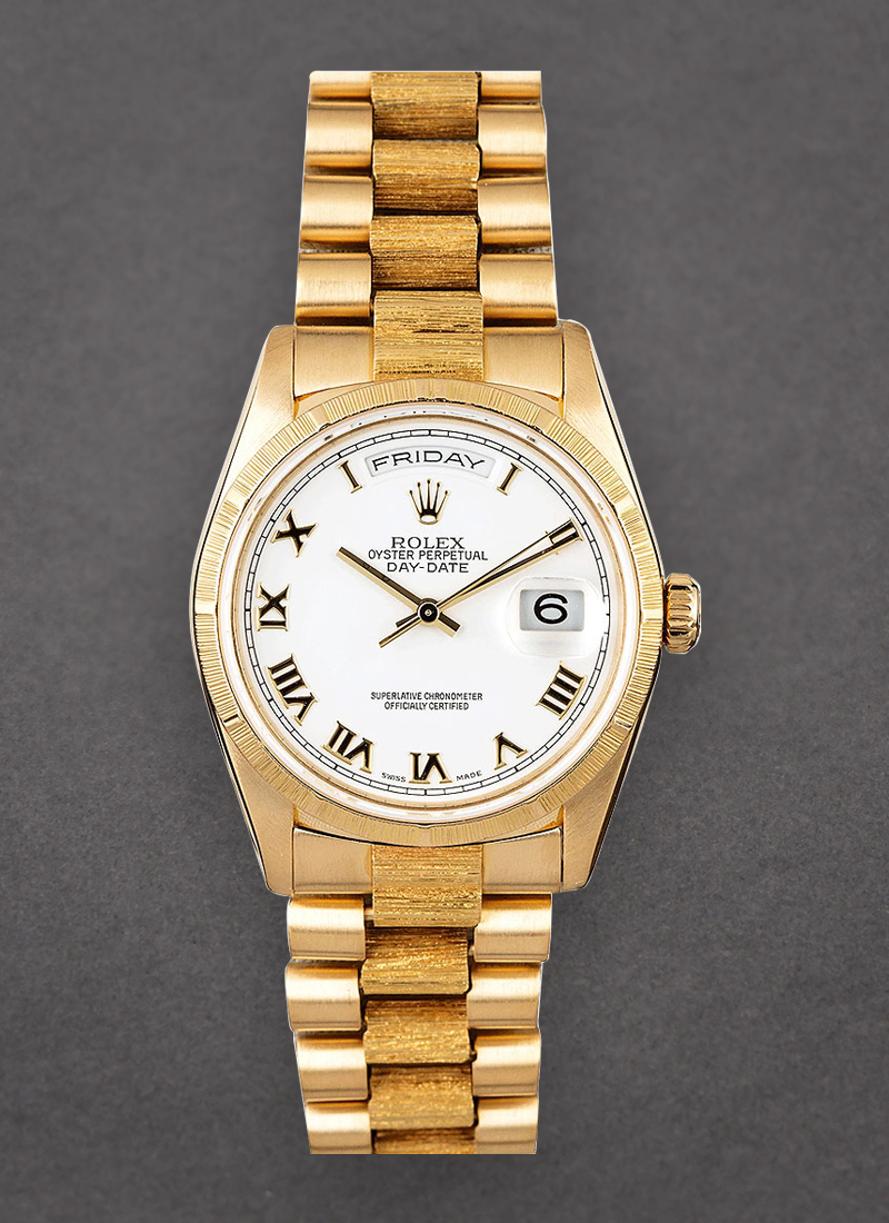 Pre-Owned Rolex President 36mm in Yellow Gold Bark Bezel