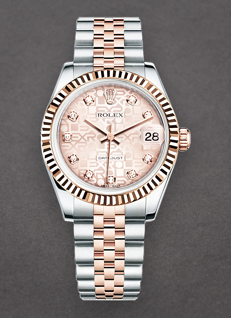 Rolex Unworn Mid Size 2-Tone 31mm Datejust in Steel with Rose Gold Fluted Bezel