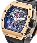 RM 11 - 02 in Rose Gold on Black Rubber Strap with Skeleton Dial