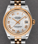 Ladies 2-Tone Datejust 28mm in Steel with Rose Gold Domed Bezel on Jubilee Bracelet with Mother of Pearl Roman Dial