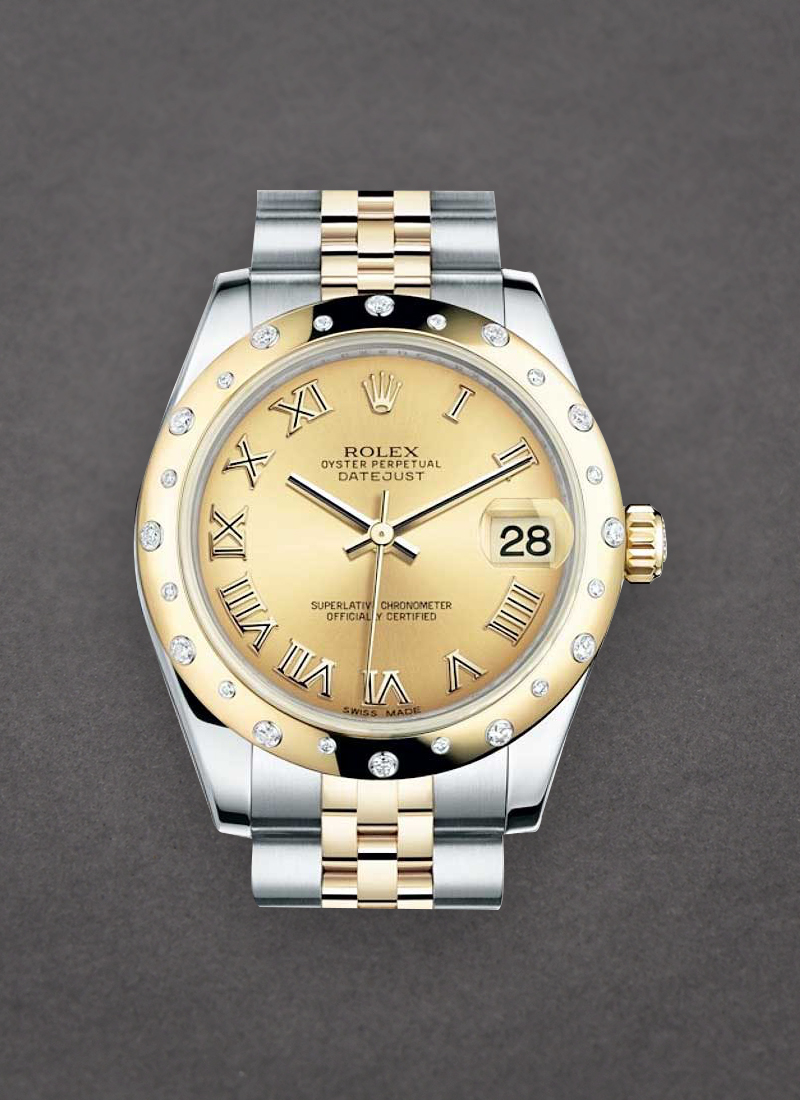 Rolex Unworn Midsize Datejust 31mm in Steel with Yellow Gold Diamond Bezel