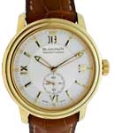 Leman 38mm Automatic in Yellow Gold on Brown Crocodile Leather Strap with White Dial