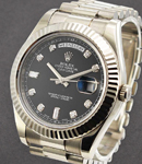 President Day Date 41mm in White Gold Fluted Bezel on President Bracelet with Black Diamond Dial