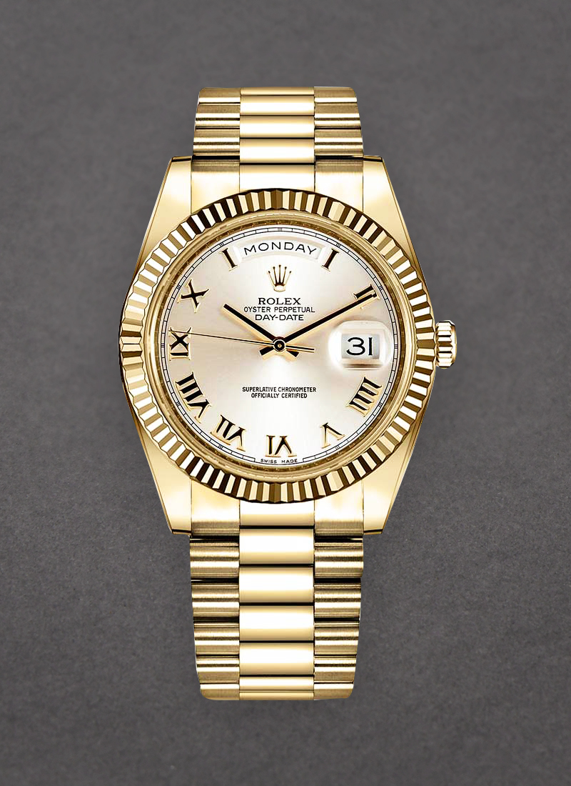 Pre-Owned Rolex President Day-Date 41mm in Yellow Gold Fluted Bezel