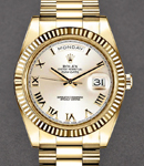 President Day-Date 41mm in Yellow Gold Fluted Bezel on President Bracelet with Silver Roman Dial
