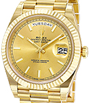President Day Date 41mm in Yellow Gold Fluted Bezel on President Bracelet with Champagne Stick Dial