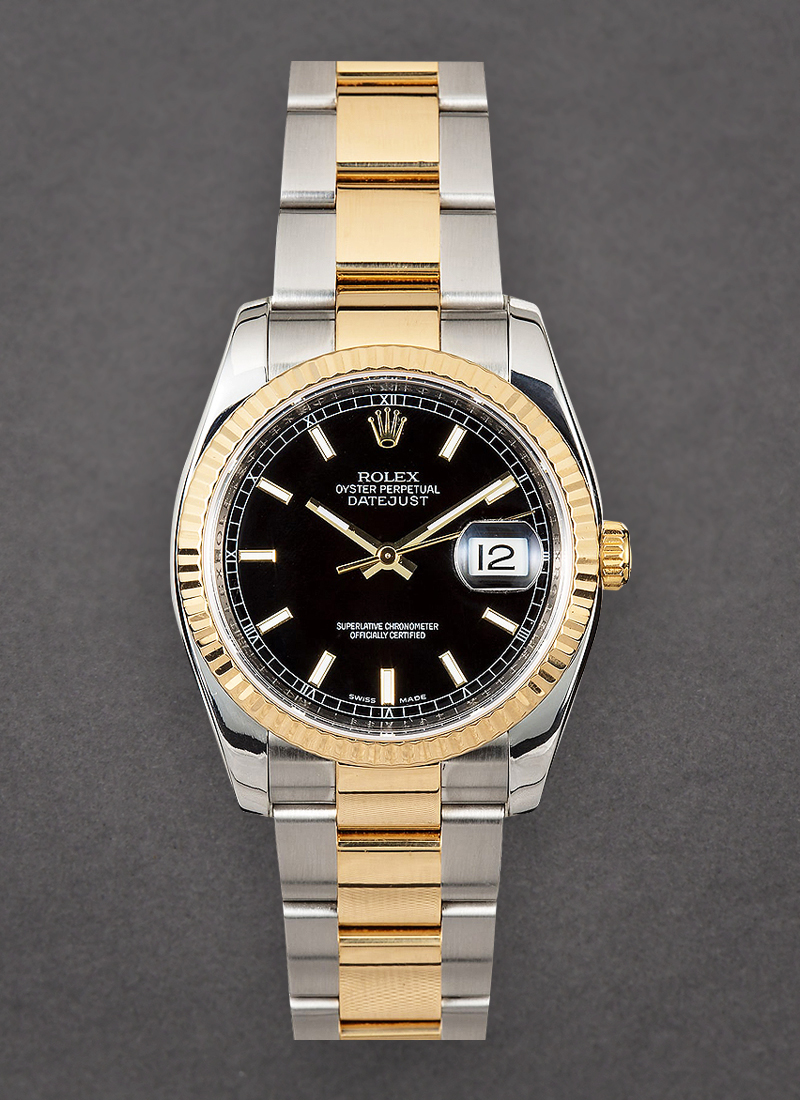 Pre-Owned Rolex Datejust 36mm in Steel with Yellow Gold Fluted Bezel