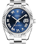 Mid Size Datejust 31mm in Steel with Fluted Bezel on Oyster Bracelet with Blue Roman Dial