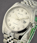 Datejust 36mm with White Gold Fluted Bezel on Jubilee Bracelet with Silver Jubilee Diamond Dial