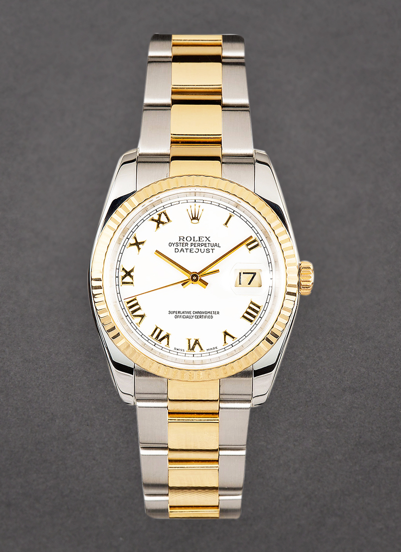 Pre-Owned Rolex Datejust 36mm in Steel with Yellow Gold Fluted Bezel