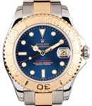 Yacht-Master Mid Size 35mm in Steel with Yellow Gold Bezel on Oyster Bracelet with Blue Dial with Luminous Style Markers
