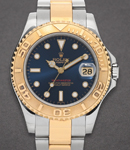 Yacht-Master Mid Size 35mm in Steel with Yellow Gold Bezel on Oyster Bracelet with Blue Dial with Luminous Style Markers