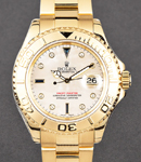 Yacht-master Large Size in Yellow Gold on Bracelet with White MOP Diamond Dial