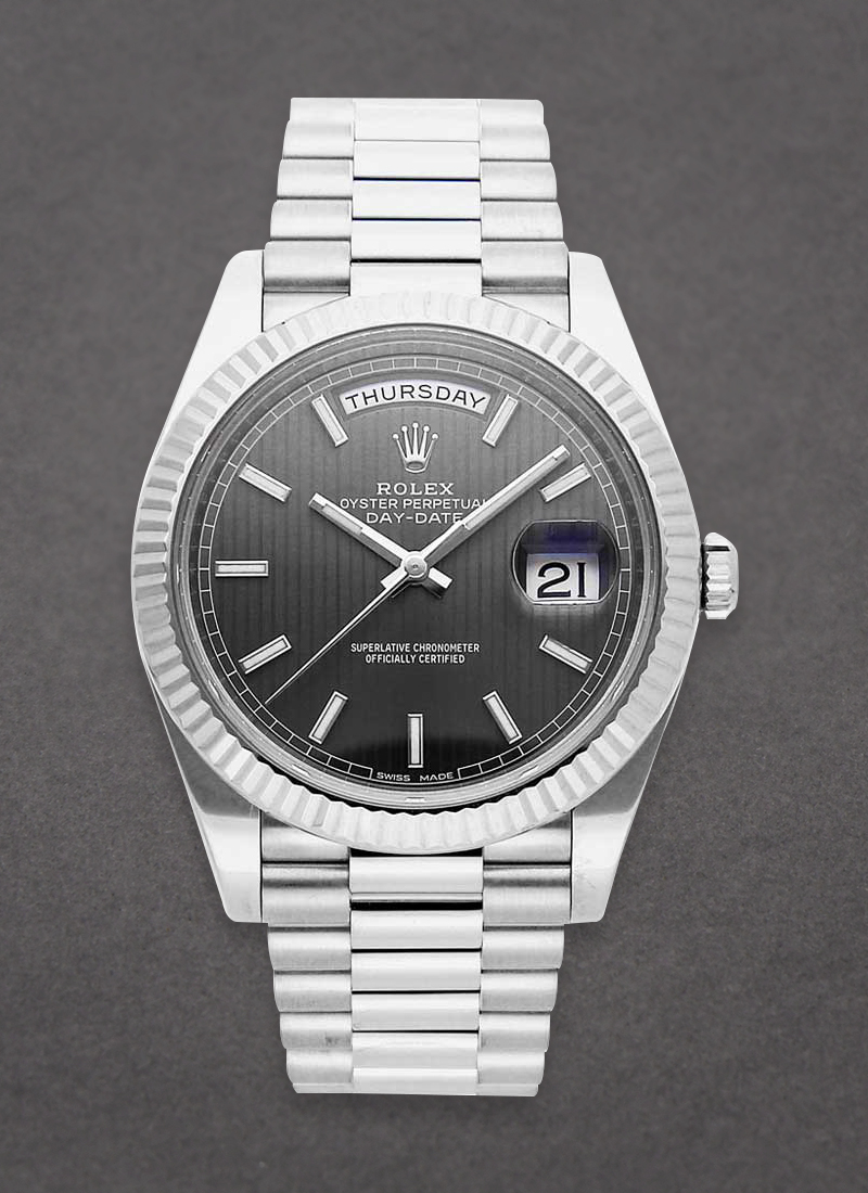 Pre-Owned Rolex Day Date 40mm White Gold with Fluted Bezel