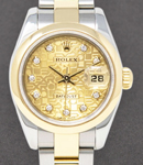 Ladies Datejust 26mm in Steel with Yellow Gold Smooth Bezel on Oyster Bracelet with Champagne Jubilee Diamond Dial