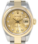 Ladies Datejust 26mm in Steel with Yellow Gold Smooth Bezel on Oyster Bracelet with Champagne Jubilee Diamond Dial