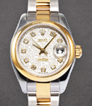 Datejust 26mm in Steel with Yellow Gold Smooth Bezel on Oyster Bracelet with Silver Jubilee Diamond Dial