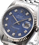 Datejust 36mm in Steel with White Gold Fluted Bezel on Jubilee Bracelet with Sodalite Diamond Dial