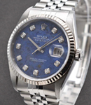 Datejust 36mm in Steel with White Gold Fluted Bezel on Jubilee Bracelet with Sodalite Diamond Dial