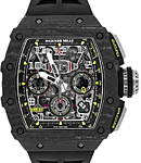RM 11 03 TPT NTPT Annual Calendar Flyback Chrongraph in Black Carbon on Black Rubber Strap with Transparent Dial