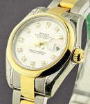 Datejust 26mm in Steel with Yellow Gold Domed Bezel on Oyster Bracelet with Silver Diamond Dial