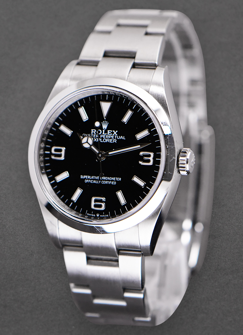 Pre-Owned Rolex Explorer I - 36mm on Oyster Bracelet with Black Dial