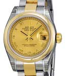 Datejust 26mm lady's In Steel with Yellow Gold Domed Bezel on Oyster Bracelet with Champagne Roman Dial