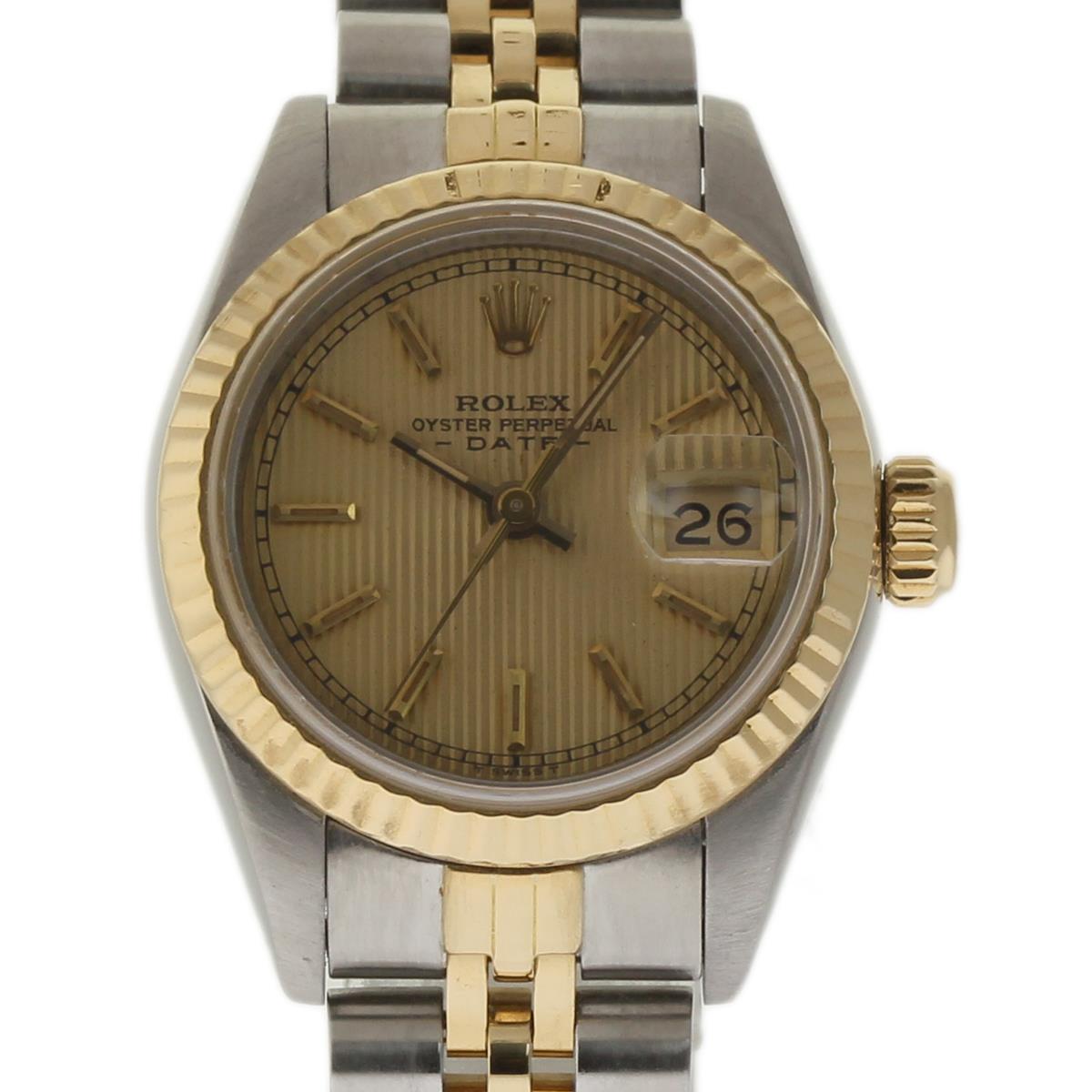 Datejust - 26mm - 2-Tone - Fluted Bezel on Jubilee Bracelet - Champagne Tapestry Index Dial