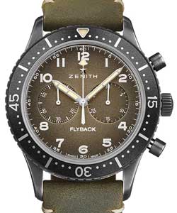 Pilot Cronometro Tipo CP-2 Flyback in Steel on Green Oily Nubuck Leather Strap with Grey Dial