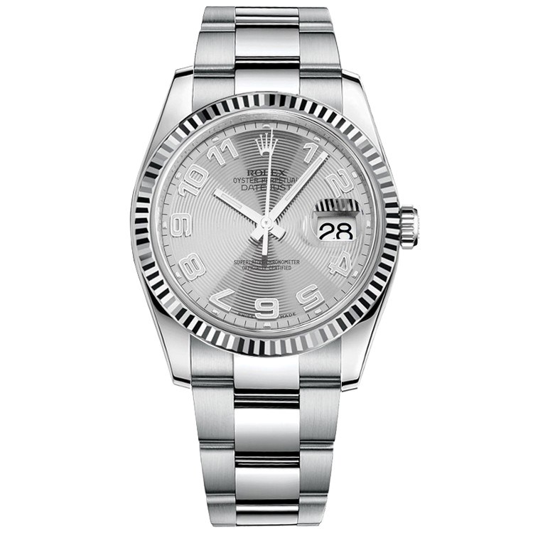 Pre-Owned Rolex Datejust 36mm in Steel with White Gold Fluted Bezel