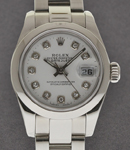 Ladies Datejust 26mm in Steel with Smooth Bezel on Oyster Bracelet with White Diamond Dial