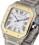 Santos de Cartier 39.8mm in Steel and Yellow Gold on 2-Tone Bracelet with Silver Roman Dial