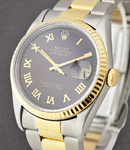 Datejust 36mm 2-Tone with Fluted Bezel on Oyster Bracelet with Brown Roman Dial