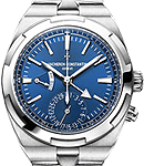 Overseas Dual Time Power Reserve in Steel On Steel Bracelet with Blue Dial