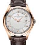 Fiftysix in Rose Gold on Brown Alligator Leather Strap with Silver Dial