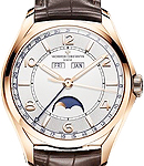 Fiftysix Complete Calendar Moonphase in Rose Gold on Brown Alligator Leather Strap with Silver Dial