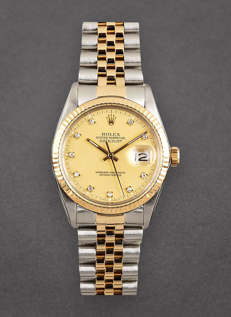 Pre-Owned Rolex Datejust 36mm in Steel with Yellow Gold Fluted Bezel