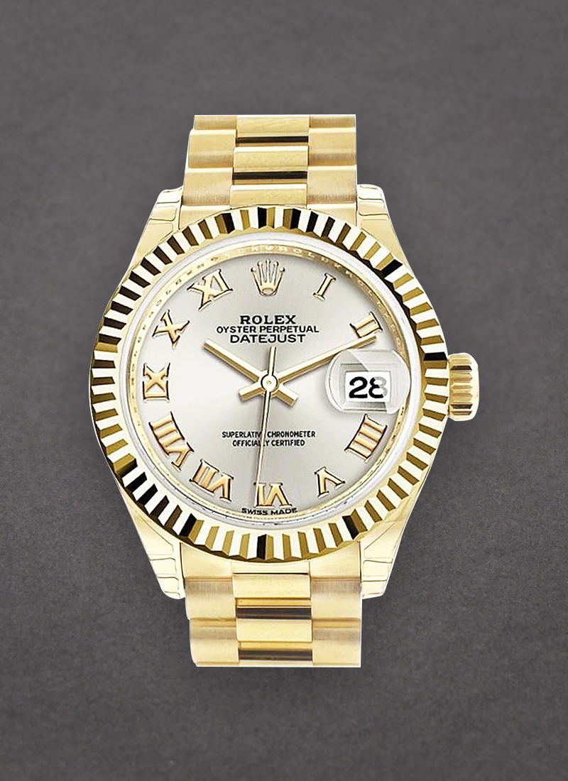 Rolex Unworn Ladies Datejust 28mm in Yellow Gold with Fluted Bezel