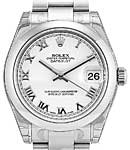 Mid Size Datejust 31mm in Steel with Smooth Bezel on Oyster Bracelet with White Roman Dial